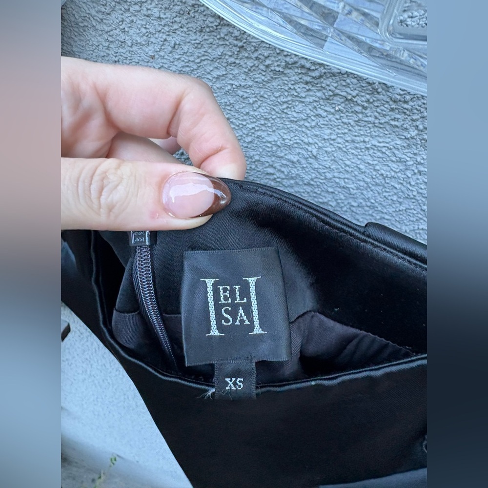 Helsa Heavy Satin Column Skirt in Black - Picture 5 of 7